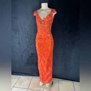 Elegant Orange Evening Gown by Mandalay